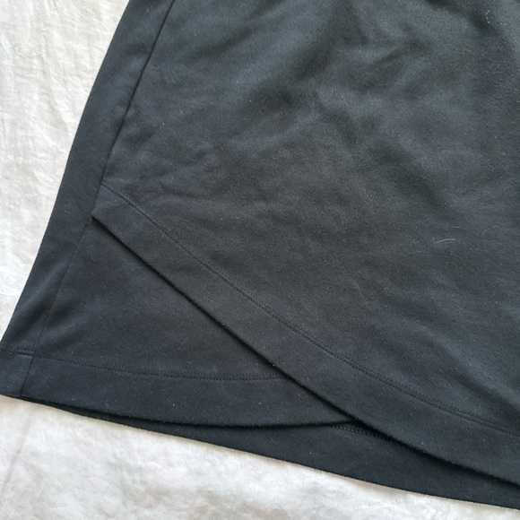 High Waisted Ruched Crossover Hem Bodycon Mini Black Casual Skirt - Picture 5 of 5